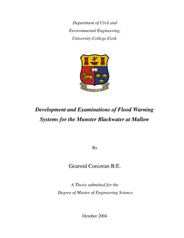 Development and Examinations of Flood Warning Systems for the Munster Blackwater at Mallow