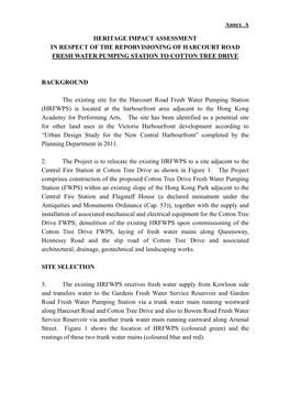 Heritage Impact Assessment in Respect of the Reporvisioning of Harcourt Road Fresh Water Pumping Station to Cotton Tree Drive