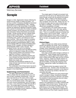 Scrapie Fact Sheet