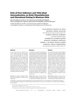 Role of Peer Influence and Thin-Ideal Internalization on Body Dissatisfaction and Disordered Eating in Mexican Girls