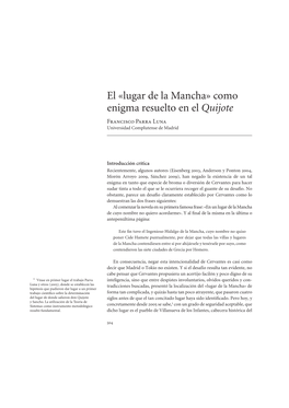 Como Enigma Resuelto En El Quijote Francisco Parra Luna Universidad Complutense De Madrid