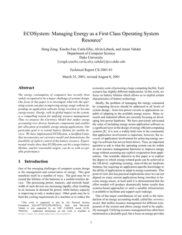 Managing Energy As a First Class Operating System Resource