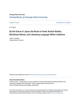 By the Grace of Joyce, the Brute Is Freed: Brutish Bodies, Munificent Minds, and Liberating Language Within Dubliners