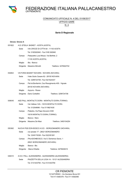 Federazione Italiana Pallacanestro Cr Piemonte