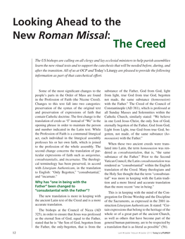 Looking Ahead to the New Roman Missal: the Creed