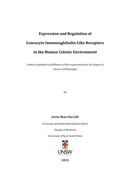 Expression and Regulation of Leucocyte Immunoglobulin-Like Receptors in the Human Colonic Environment