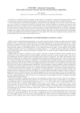 Reversible Classical Circuits and the Deutsch-Jozsa Algorithm