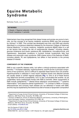 Equine Metabolic Syndrome