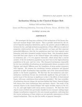 Inclination Mixing in the Classical Kuiper Belt