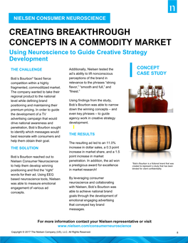 CREATING BREAKTHROUGH CONCEPTS in a COMMODITY MARKET Using Neuroscience to Guide Creative Strategy Development