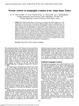 Tectonic Controls on Stratigraphic Evolution of the Adana Basin, Turkey