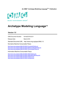 Archetype Modeling Languagetm Publication