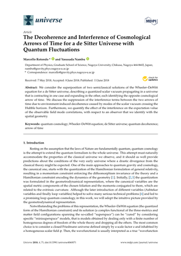 The Decoherence and Interference of Cosmological Arrows of Time for a De Sitter Universe with Quantum Fluctuations