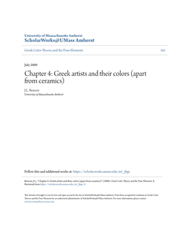 Greek Artists and Their Colors (Apart from Ceramics) J.L