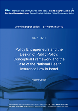 Conceptual Framework and the Case of the National Health Insurance Law in Israel