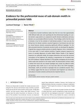 Evidence for the Preferential Reuse of Sub‐Domain Motifs in Primordial Protein Folds