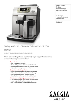 RI8263/47 Gaggia Super-Automatic Espresso Machine