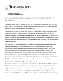 Erc Media Release Tuesday 1 December 2020 Australian