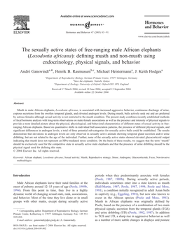 The Sexually Active States of Free-Ranging Male African Elephants