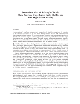 Excavations West of St Mary's Church, Black Bourton