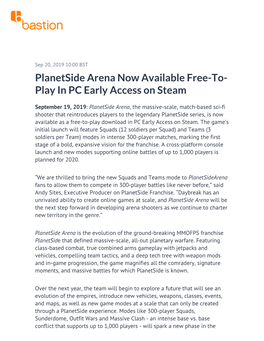 Planetside Arena Now Available Free-To-Play in PC Early Access On