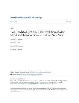 Log Roads to Light Rails: the Evolution of Main Street and Transportation in Buffalo, New York,