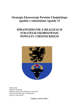 Sprawozdanie Z Realizacji Strategii Ekorozwoju Powiatu Chojnickiego