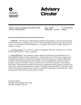 9/28/04 Initiated By: ACE-100 AC No:23.629-1B Change