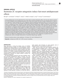 Serotonin 2C Receptor Antagonists Induce Fast-Onset Antidepressant Effects