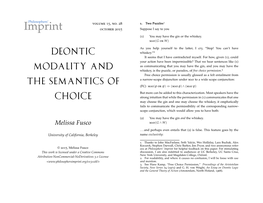 Deontic Modality and the Semantics of Choice