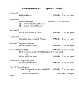 Political Science BA Optional Syllabus