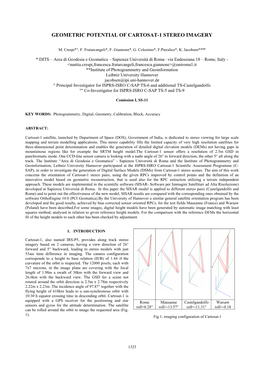 Geometric Potential of Cartosat-1 Stereo Imagery