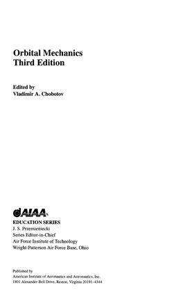 Orbital Mechanics Third Edition