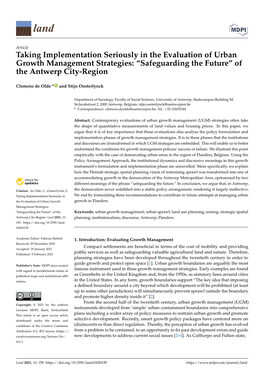 Taking Implementation Seriously in the Evaluation of Urban Growth Management Strategies: “Safeguarding the Future” of the Antwerp City-Region