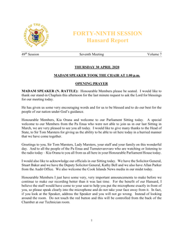 FORTY-NINTH SESSION Hansard Report