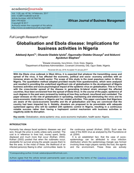 Globalisation and Ebola Disease: Implications for Business Activities in Nigeria