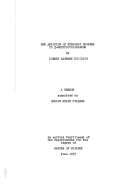 The Addition of Hydrogen Bromide to 3-Methylcyclohexene