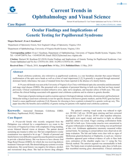 Ocular Findings and Implications of Genetic Testing for Papillorenal Syndrome