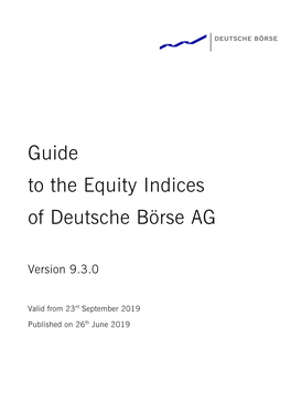 Guide to the Equity Indices of Deutsche Börse AG