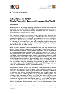 A Comparative Study India, Mongolia, Jordan Mobile Pastoralist