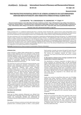 The Protective Potential Effects of Atropa Acuminata on Acetaminophen Induced Hepatotoxicity and Oxidative Stress in Male Albino Rats