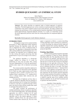 Hybrid Quicksort: an Empirical Study