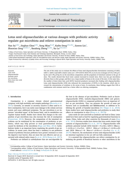 Lotus Seed Oligosaccharides at Various Dosages with Prebiotic Activity Regulate Gut Microbiota and Relieve Constipation in Mice T