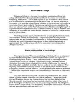 Profile of the College Historical Overview of the College