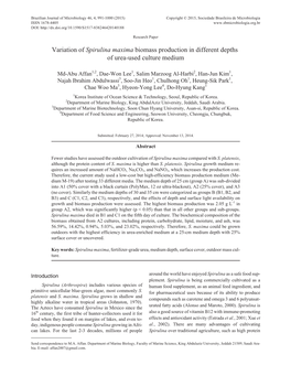 Variation of Spirulina Maxima Biomass Production in Different Depths of Urea-Used Culture Medium