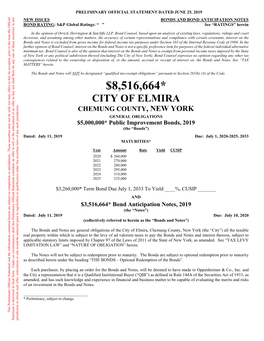 City of Elmira, Chemung County Chemung Elmira, Generalare Obligations of of City the N NOT