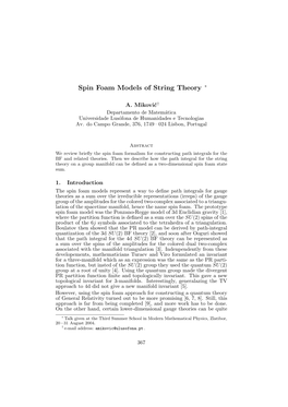 Spin Foam Models of String Theory ∗