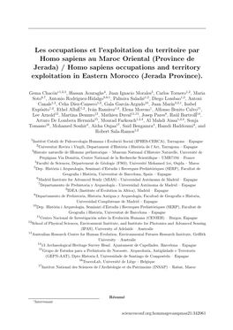 Homo Sapiens Occupations and Territory Exploitation in Eastern Morocco (Jerada Province)