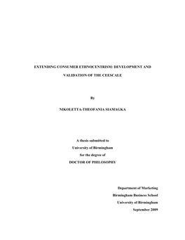 Extending Consumer Ethnocentrism: Development And