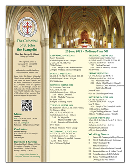 The Cathedral of St. John the Evangelist 20 June 2021 - Ordinary Time XII Most Rev